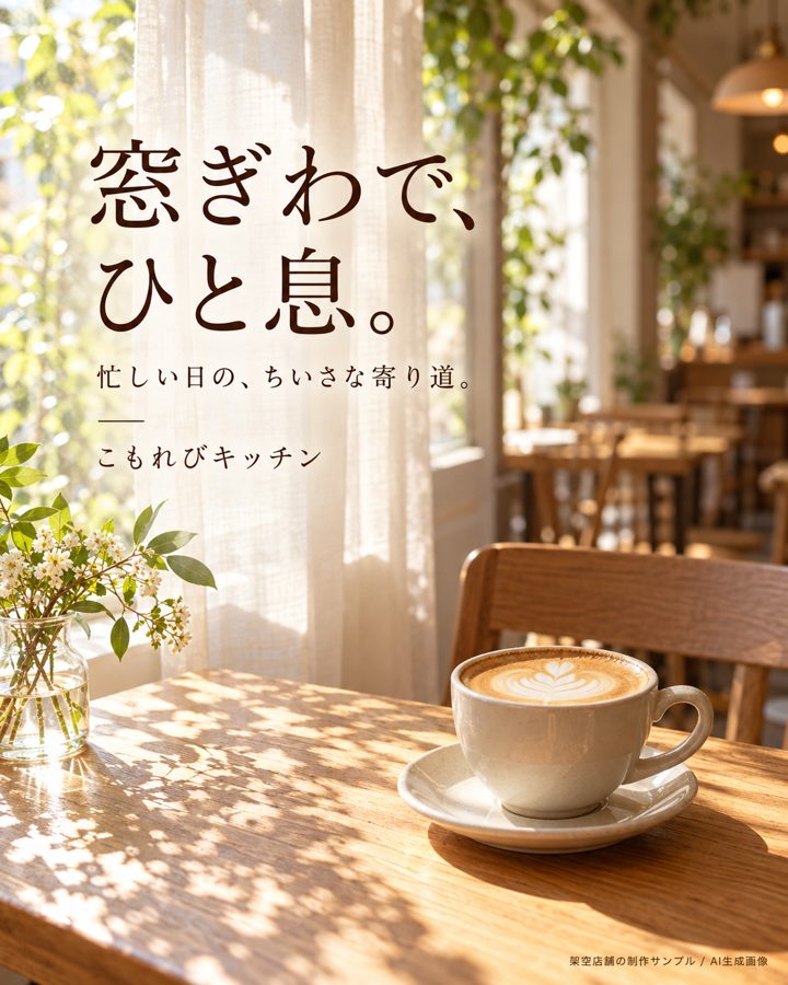 こもれびキッチン（架空）の店内紹介の投稿画像